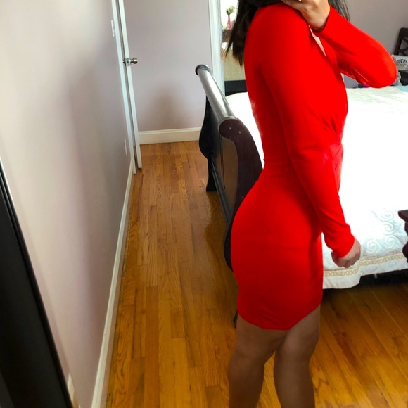 H&M Limited Edition Gold Label Bodycon Red Dress - Picture 3 of 6